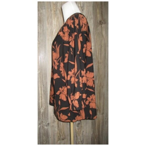 Halogen Womens Size M Black Brown Floral Knit Top Career Whimsigoth Boho Fall - Picture 3 of 14